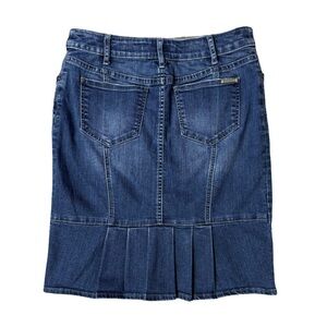 Pilcro and the Letterpress Blue Denim Jean Skirt with back Pleat Western Preppy